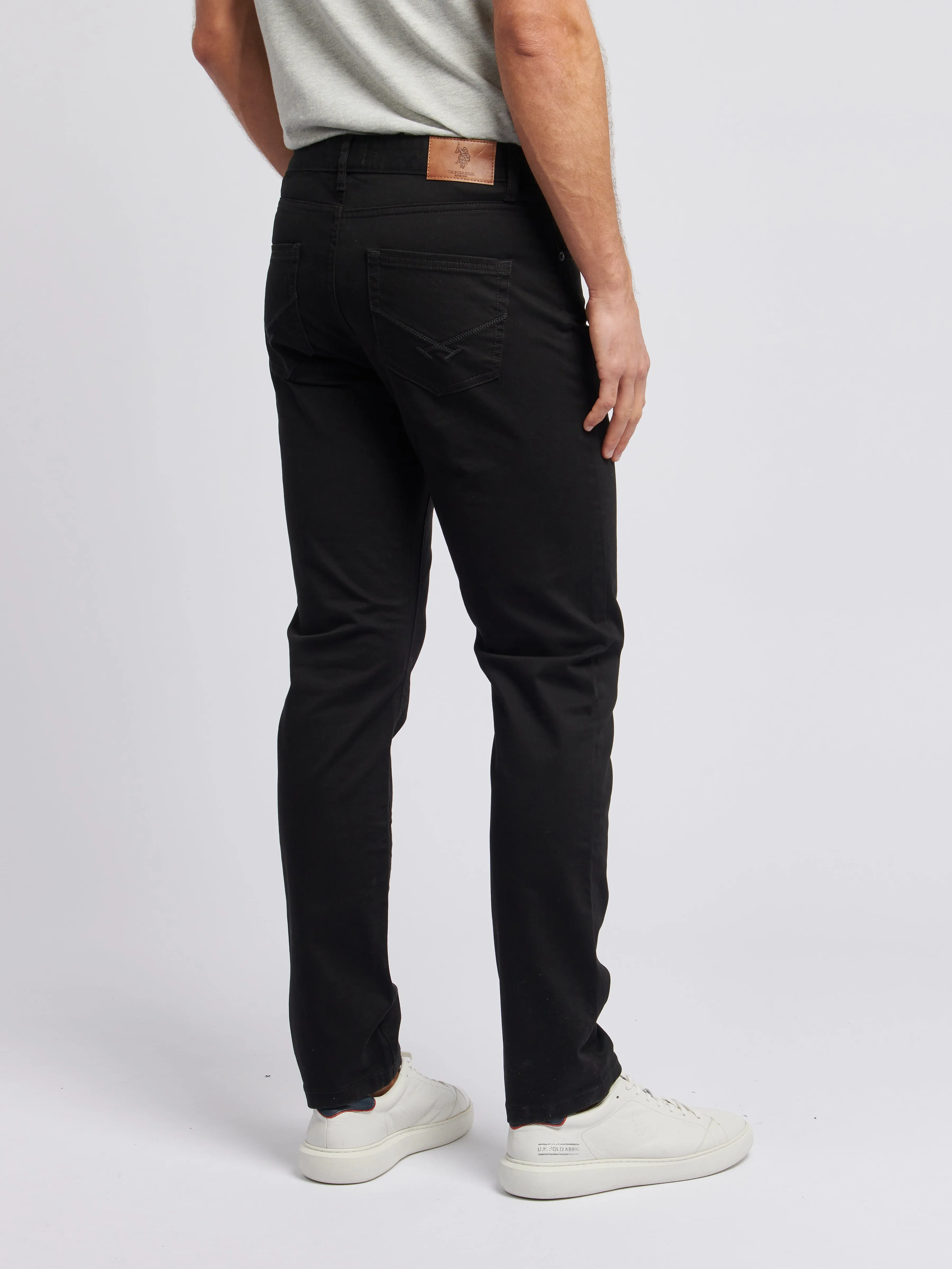 Mens Core 5 Pocket Trousers in Black Bright White DHM