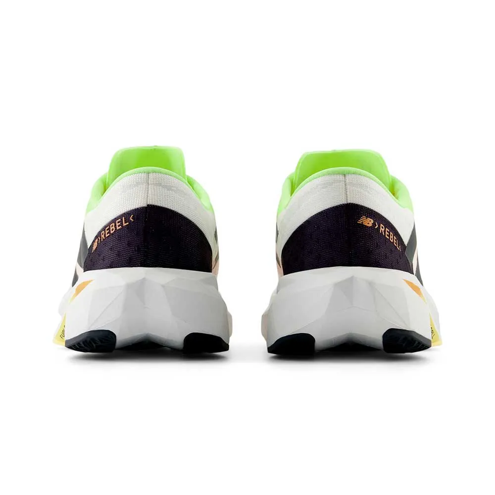 Men's FuelCell Rebel v4 Running Shoe - White/Bleached Lime Glo - Wide (2E)