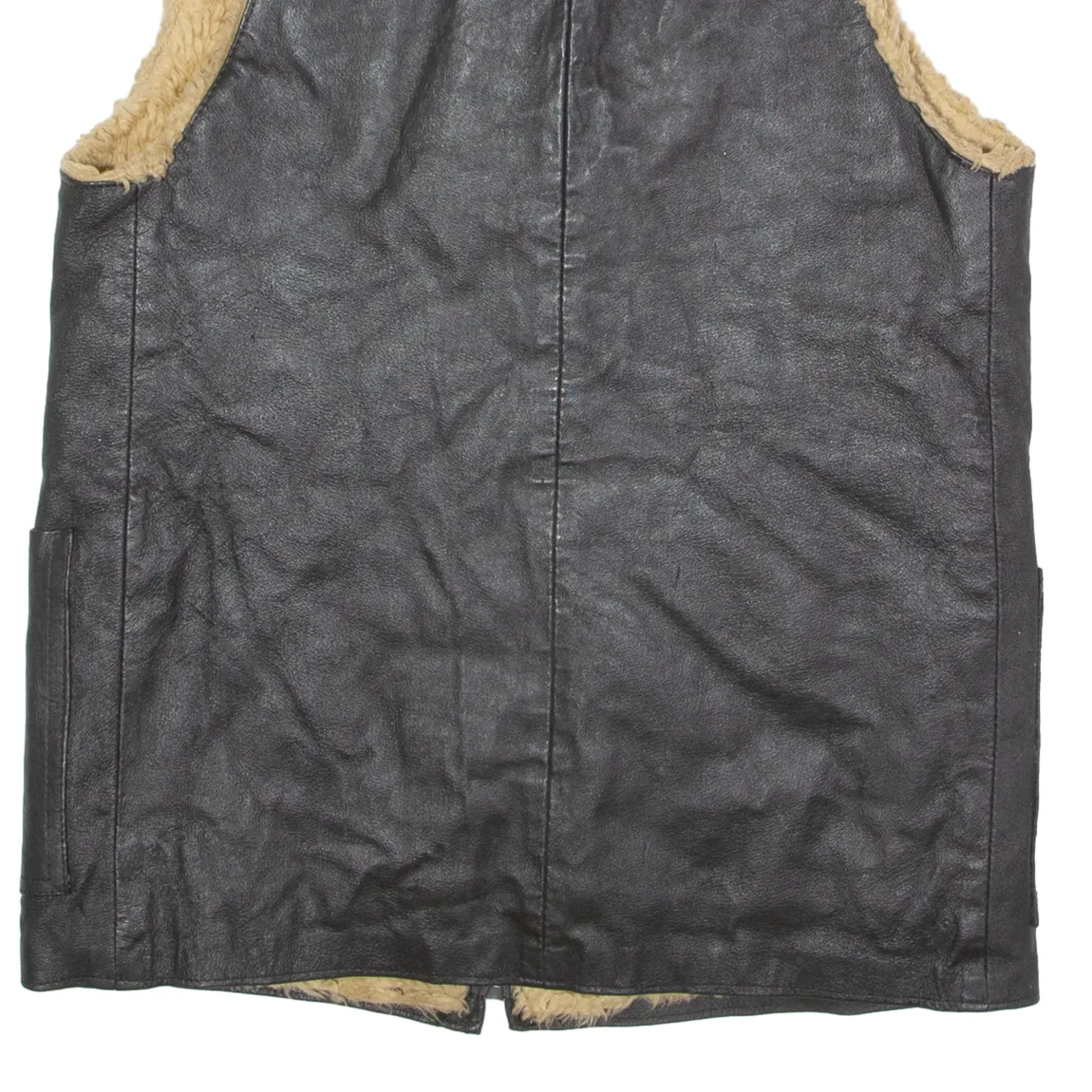 Mens Waistcoat Black Shearling 80s XL