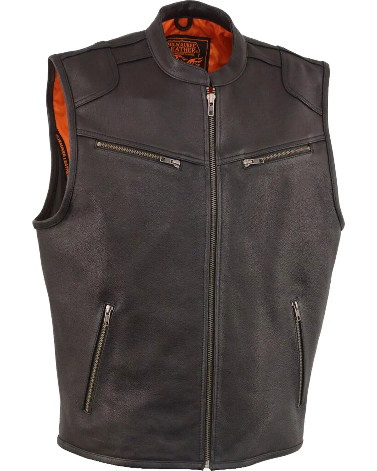 Milwaukee Leather Men's Black Cool Tec Leather Vest - Big 4X