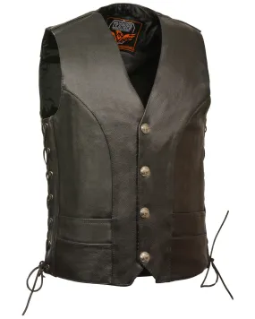 Milwaukee Leather Men's Buffalo Snap Side Lace Vest - Big