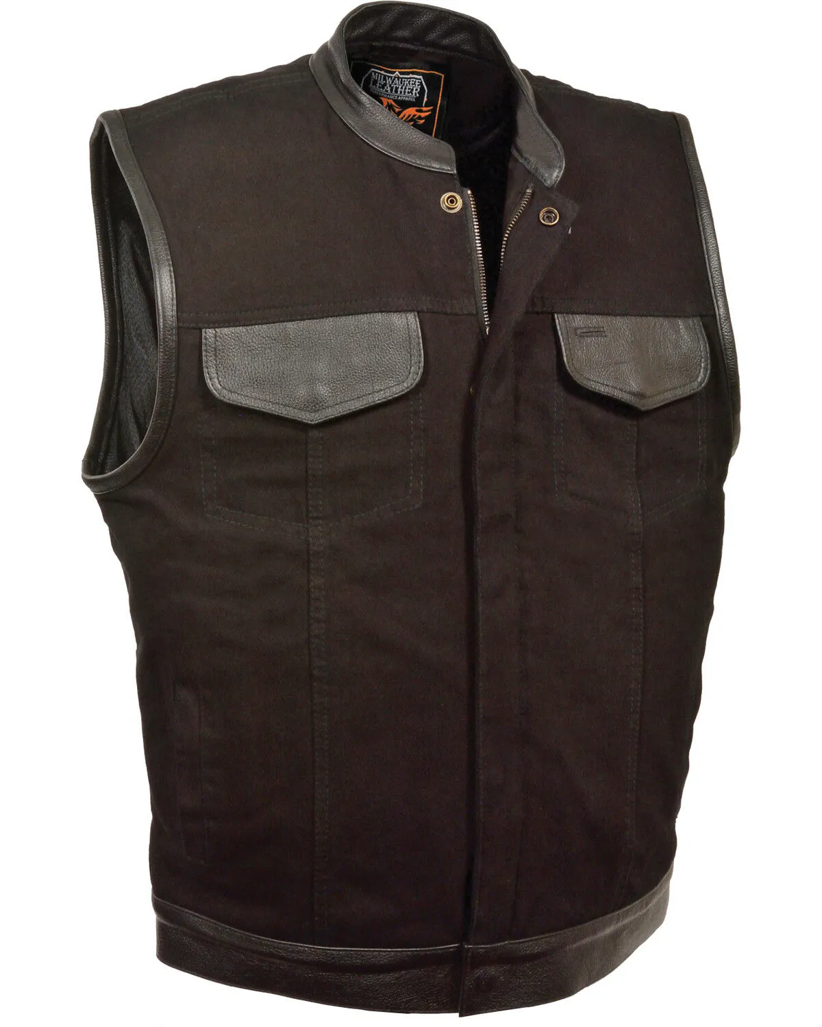 Milwaukee Leather Men's Denim Leather Trim Club Style Vest - Big 3X