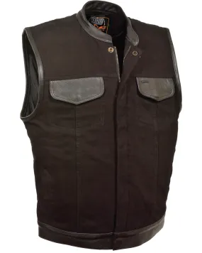 Milwaukee Leather Men's Denim Leather Trim Club Style Vest - Big 3X