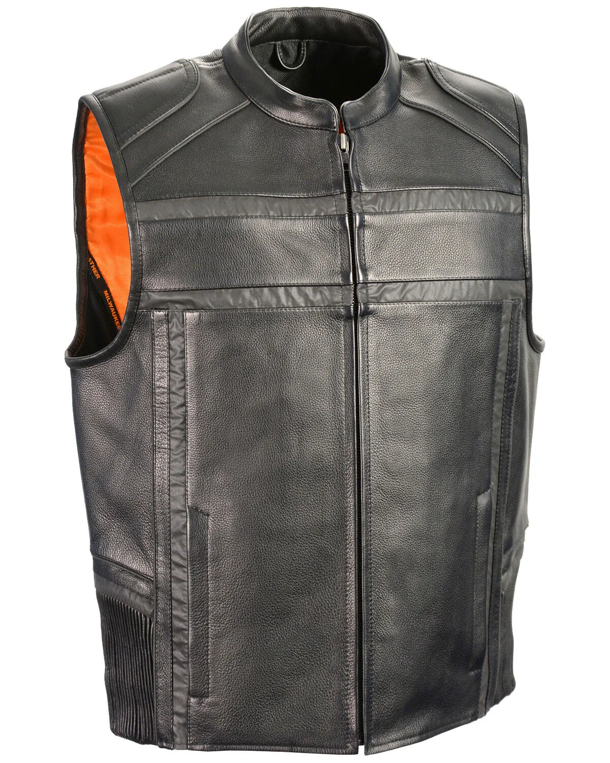 Milwaukee Leather Men's Reflective Band & Piping Zip Front Vest - 4X