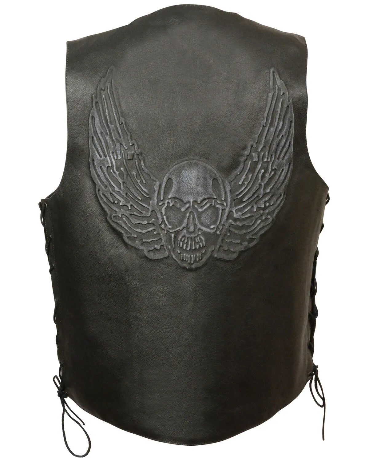 Milwaukee Leather Men's Side Lace Skull & Wings Vest