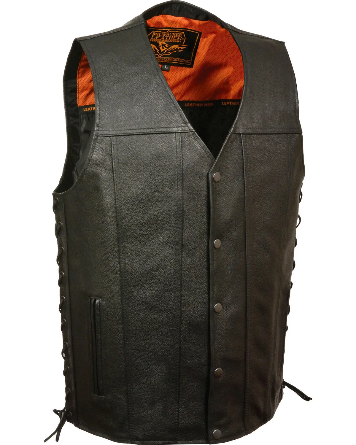 Milwaukee Leather Men's Straight Bottom Side Lace Vest - 4X