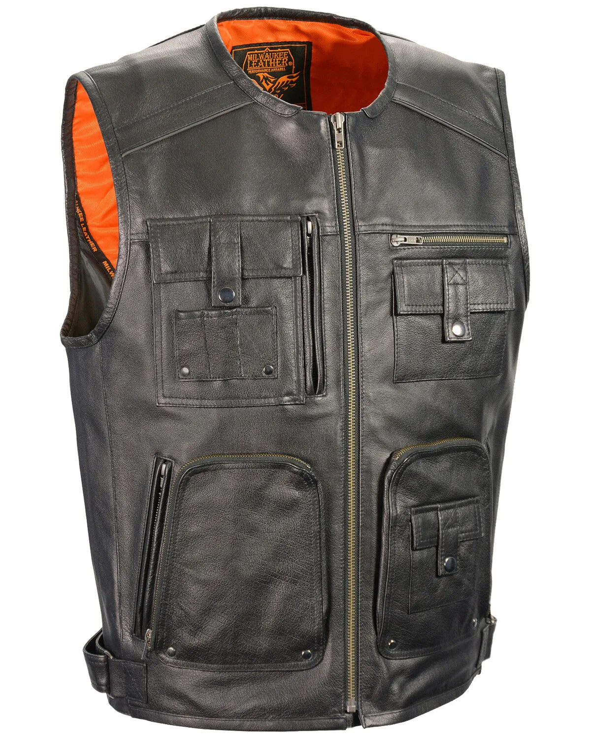 Milwaukee Leather Men's Zipper Front Super Utility Multi Pocket Vest