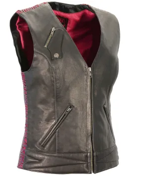 Milwaukee Leather Women's Lightweight Crinkle Snap Front Vest - 3X