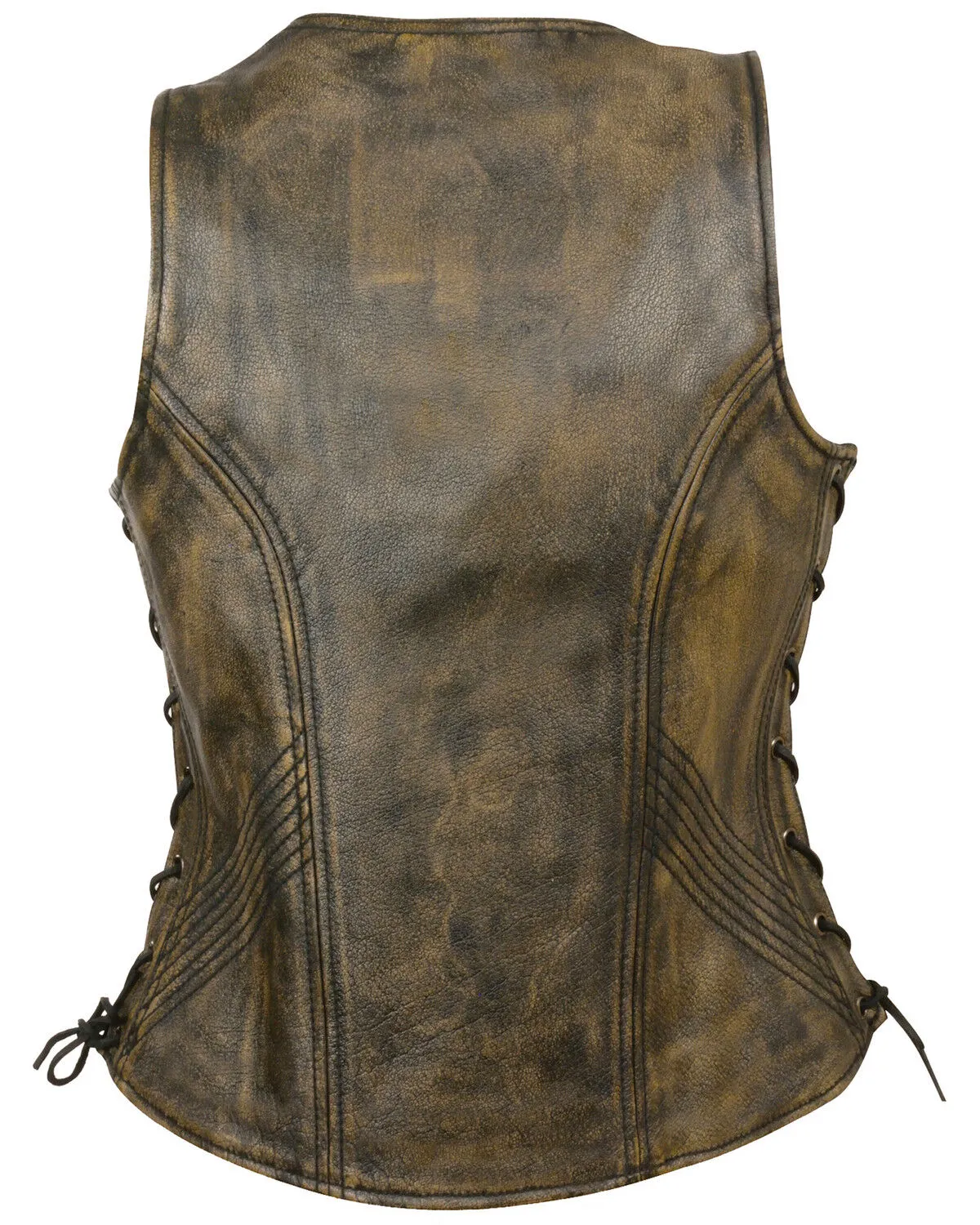 Milwaukee Leather Women's Open Neck Side Lace Zipper Front Vest - 4X