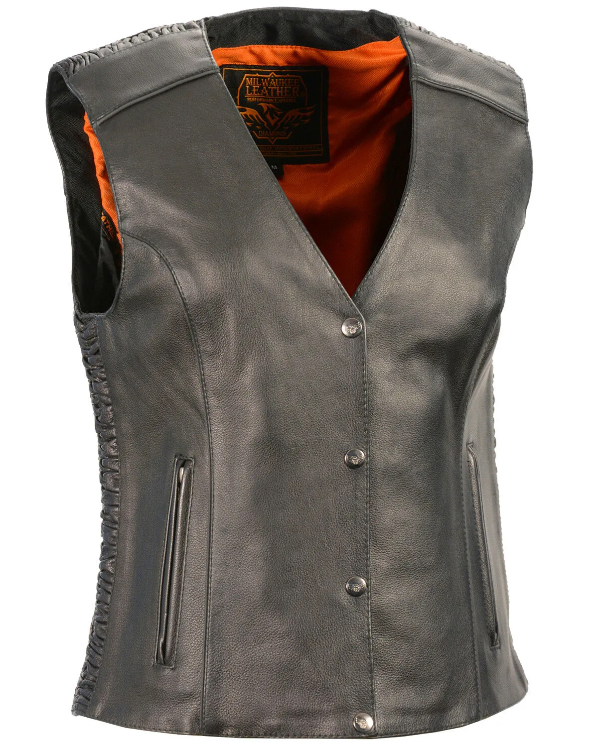 Milwaukee Leather Women's Phoenix Stud Embroidered Snap Front Vest - 3X