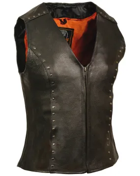 Milwaukee Leather Women's Studded Zip Front Vest - 5X