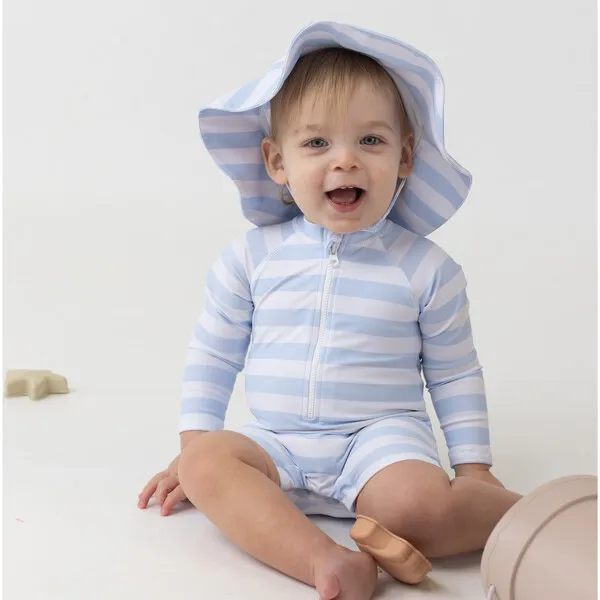 Miniclasix Swimsuit Romper & Hat Set, Blue