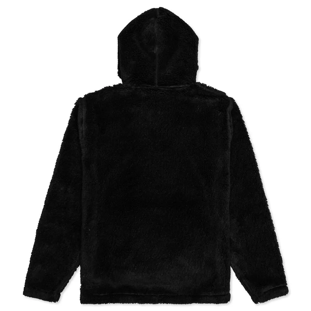 Mirrored Flag Logo Polar Fleece Hooded Pullover - Black