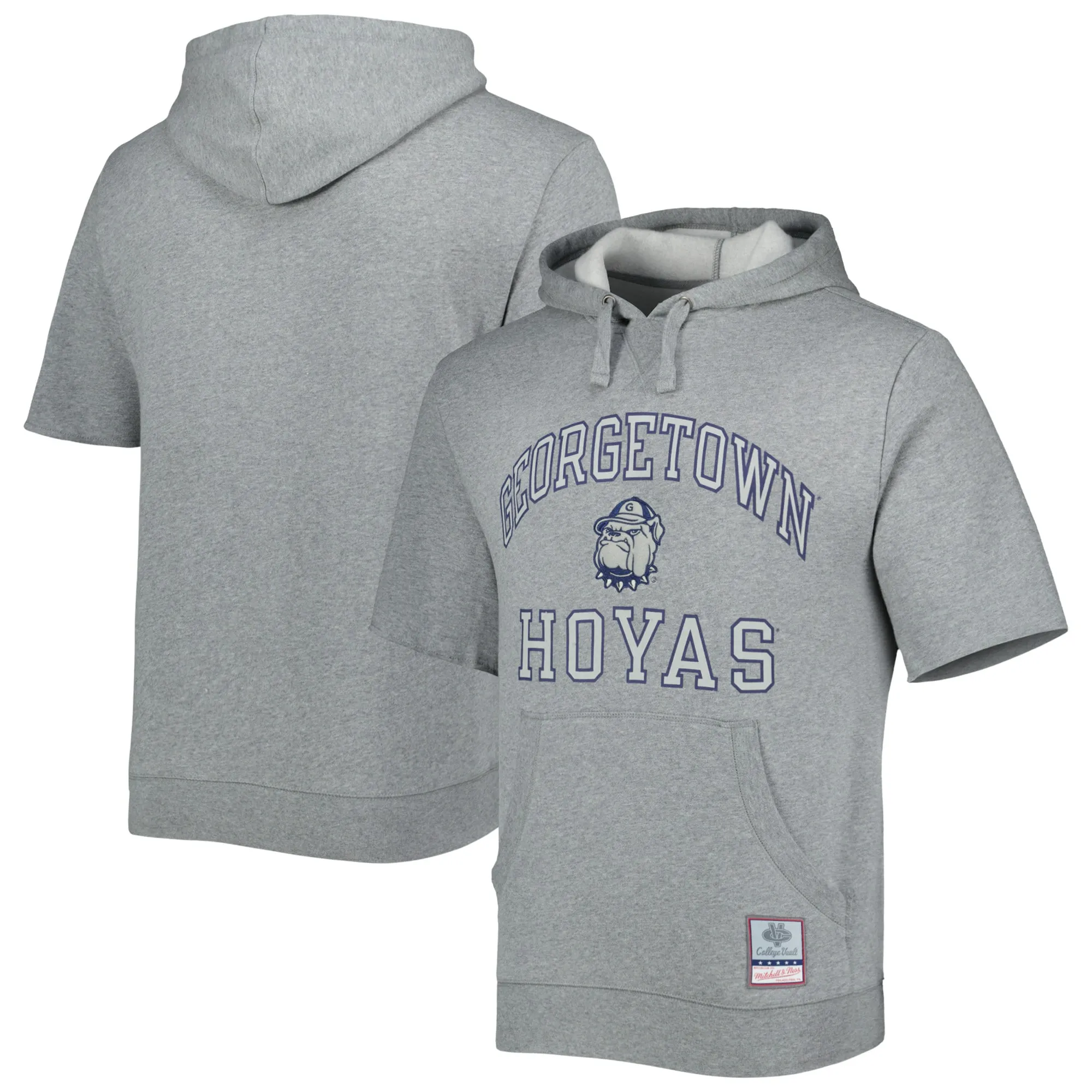 Mitchell & Ness Georgetown Hoyas Heathered Gray Wordmark Short Sleeve Pullover Hoodie