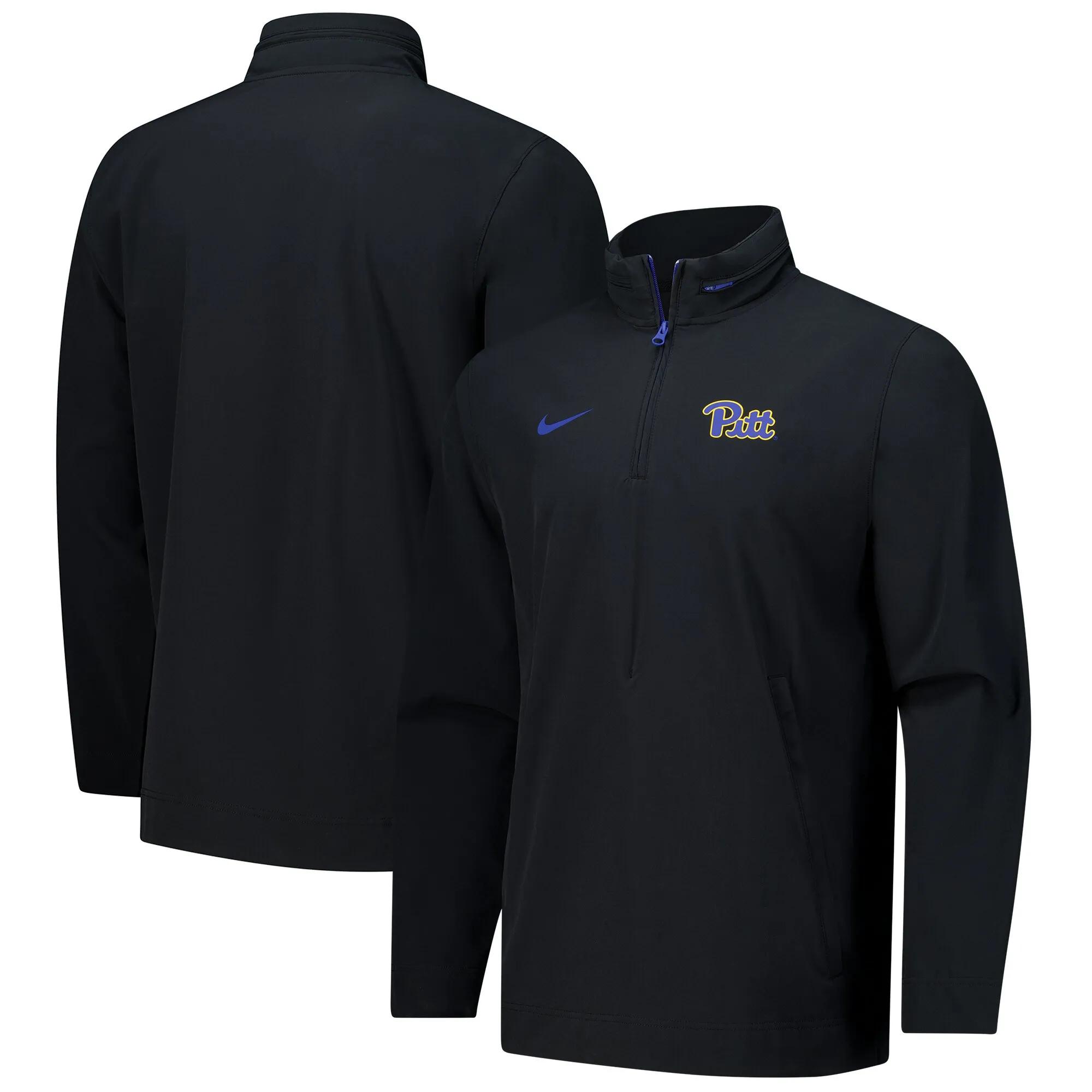 Nike Pitt Panthers Black 2024 Sideline Coach Quarter-Zip Hoodie Jacket