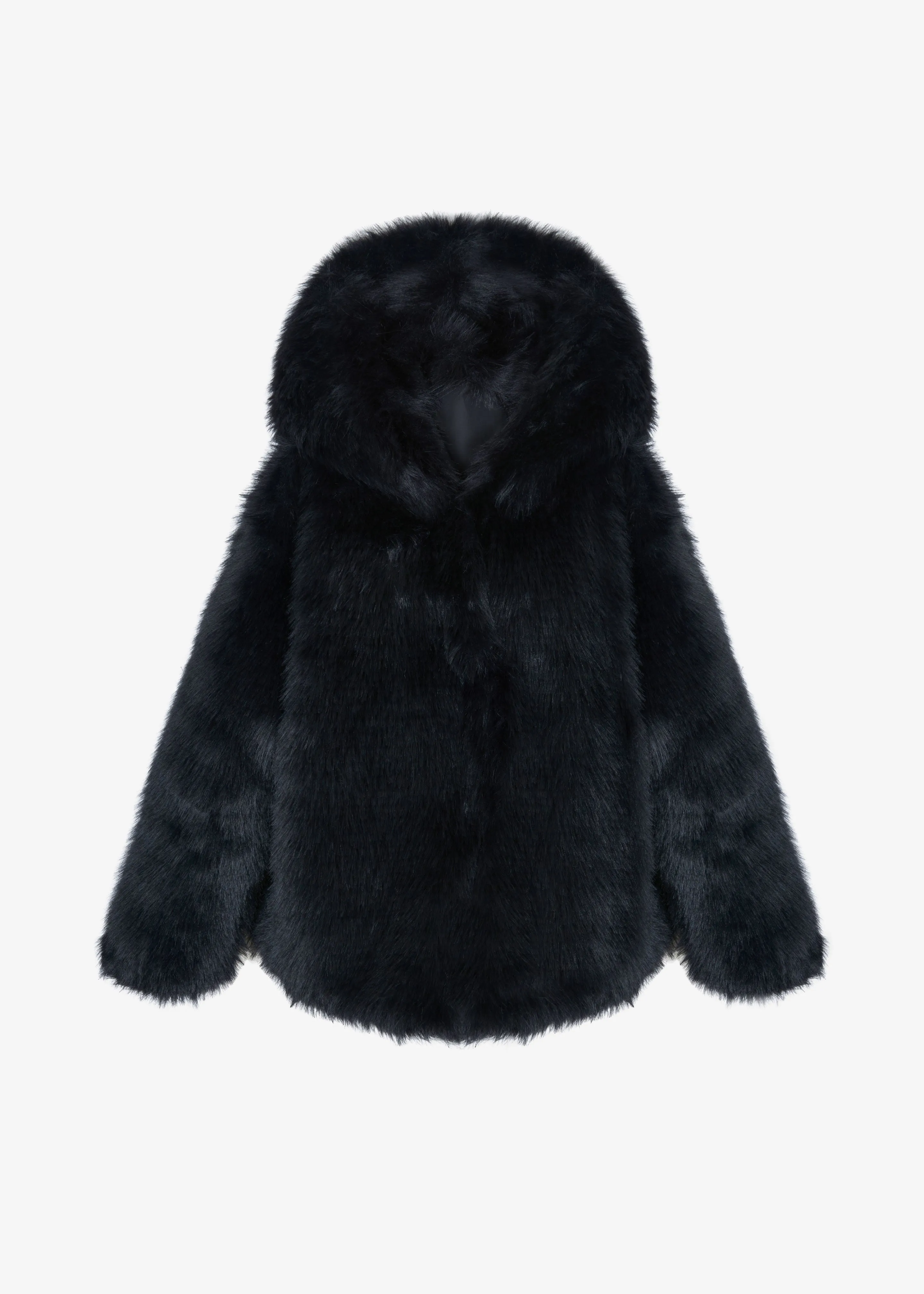 Nivala Faux Fur Hooded Jacket - Black