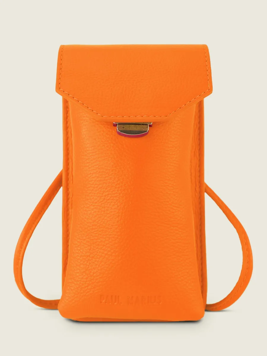 Orange Leather Phone Bag for Women - Eva Sorbet Mango | PAUL MARIUS