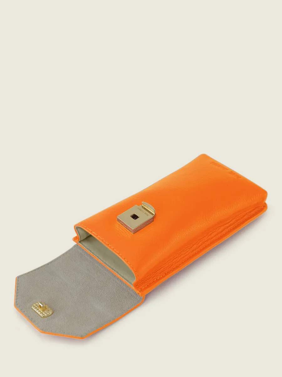 Orange Leather Phone Bag for Women - Eva Sorbet Mango | PAUL MARIUS