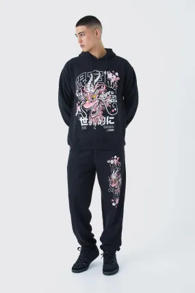 Oversized Blossom Dragon Hooded Tracksuit