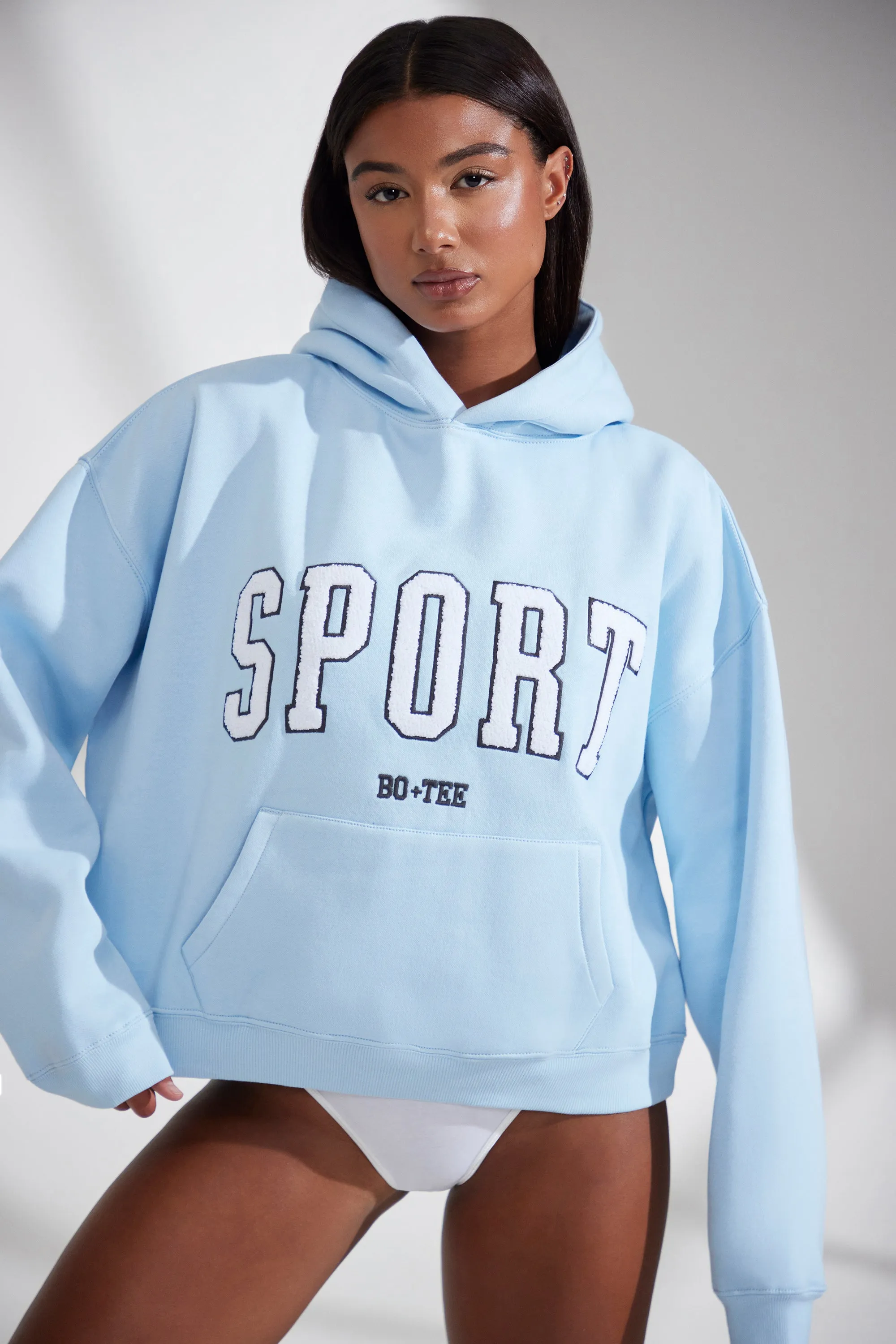 Oversized Hooded Sweatshirt in Baby Blue