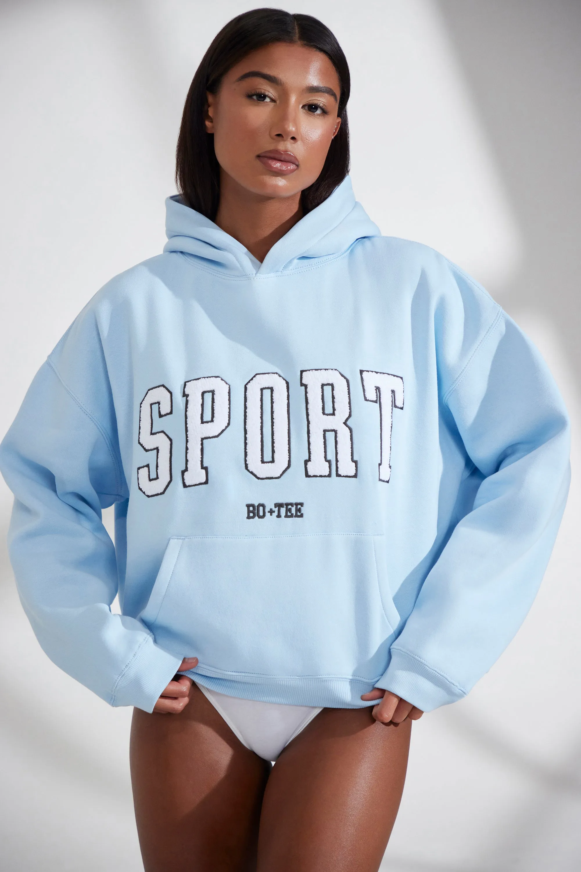 Oversized Hooded Sweatshirt in Baby Blue