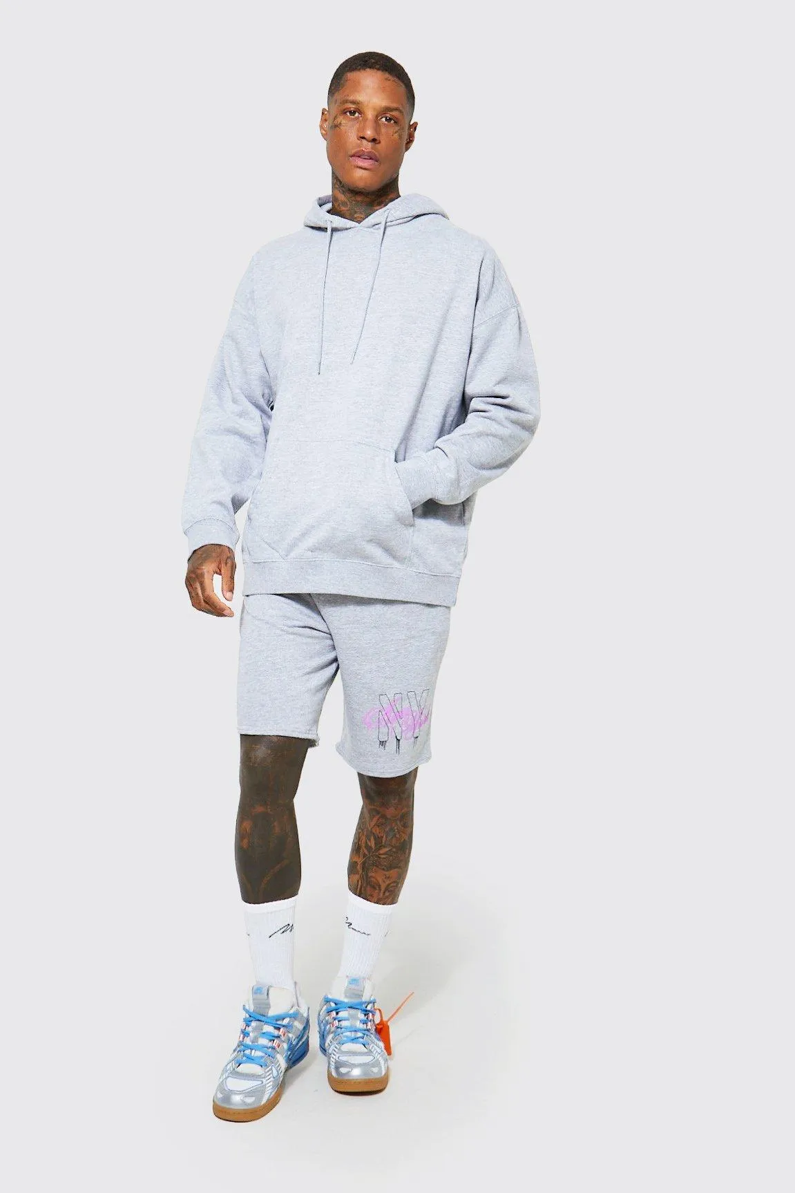 Oversized New York Hooded Short Tracksuit