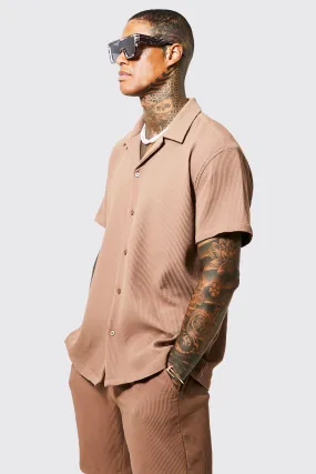 Oversized Short Sleeve Pleated Shirt And Short | boohooMAN UK