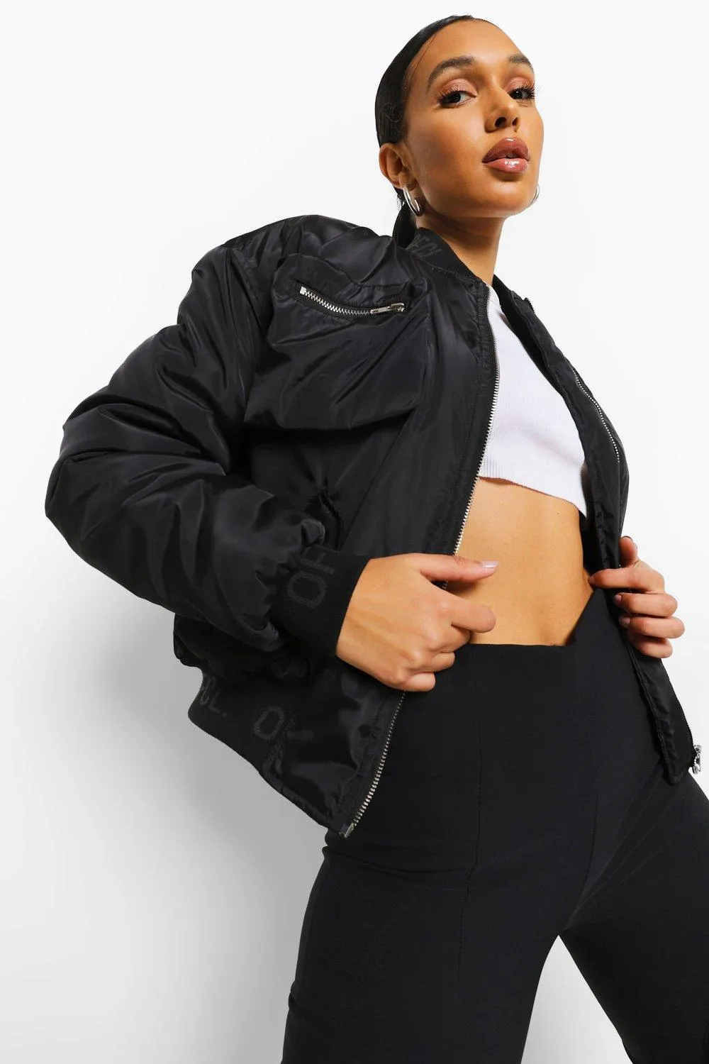 Oversized Utility Bomber With Zip Detail