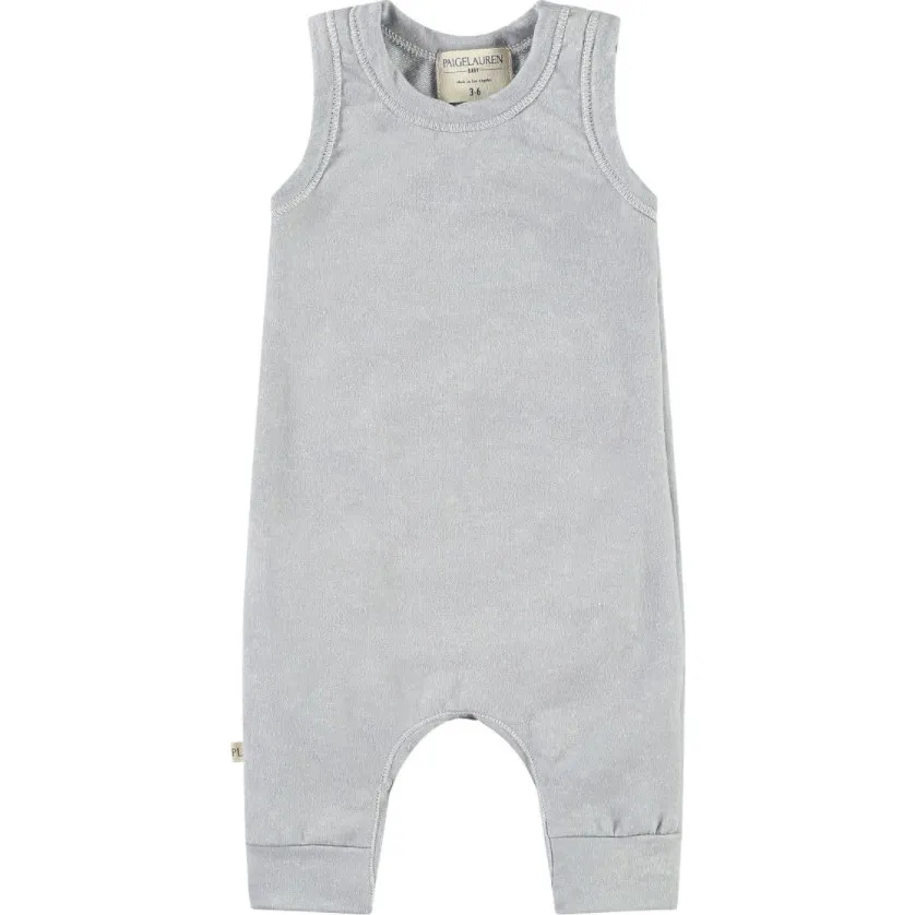 Paige Lauren Baby Ultra Light French Terry Burn Out Tank Romper, Grey