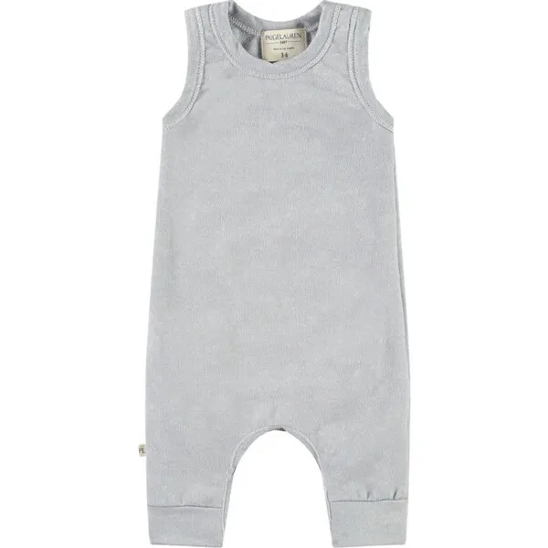 Paige Lauren Baby Ultra Light French Terry Burn Out Tank Romper, Grey