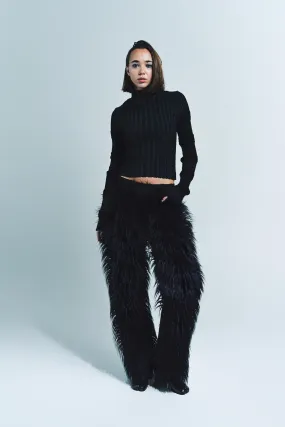 PAULA CANOVAS DEL VAS | FAUX FUR DENIM TROUSERS