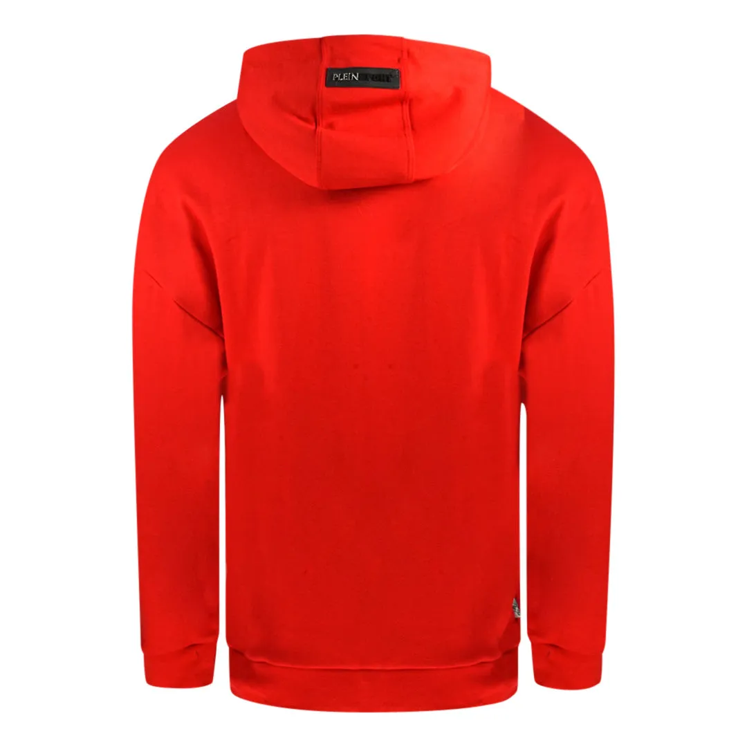 Philipp Plein Sport Large Yellow Logo Red Zip Up Hoodie