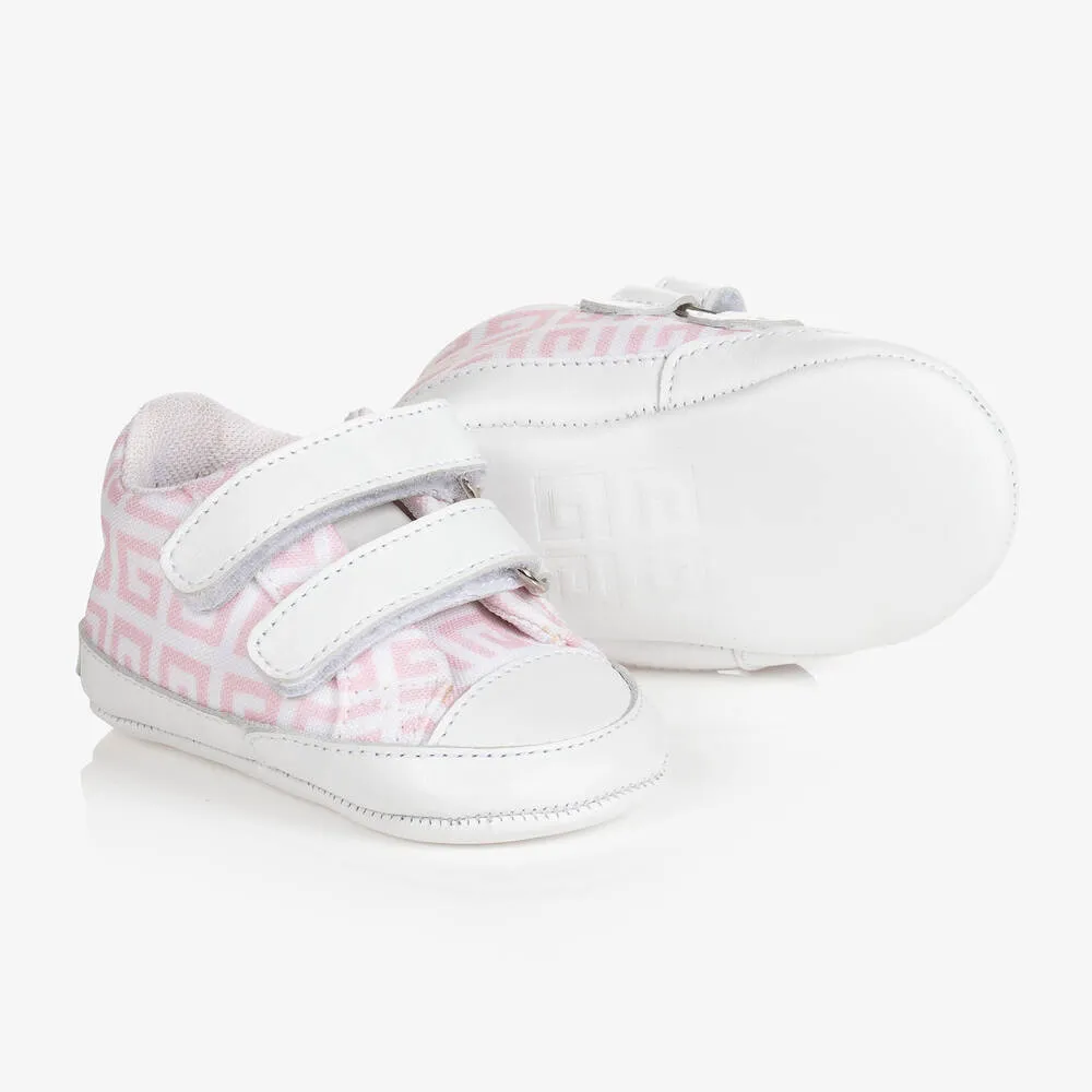 Pink 4G Canvas & Leather Baby Trainers