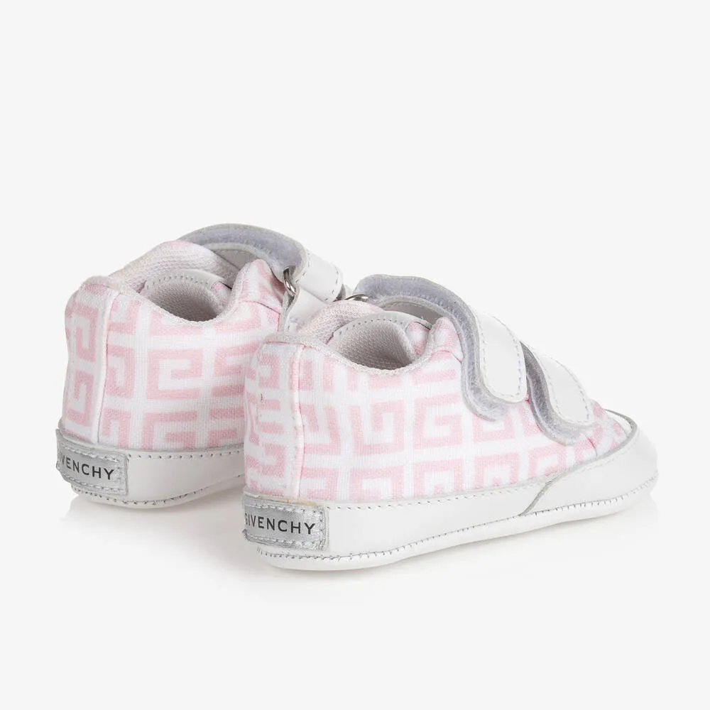 Pink 4G Canvas & Leather Baby Trainers