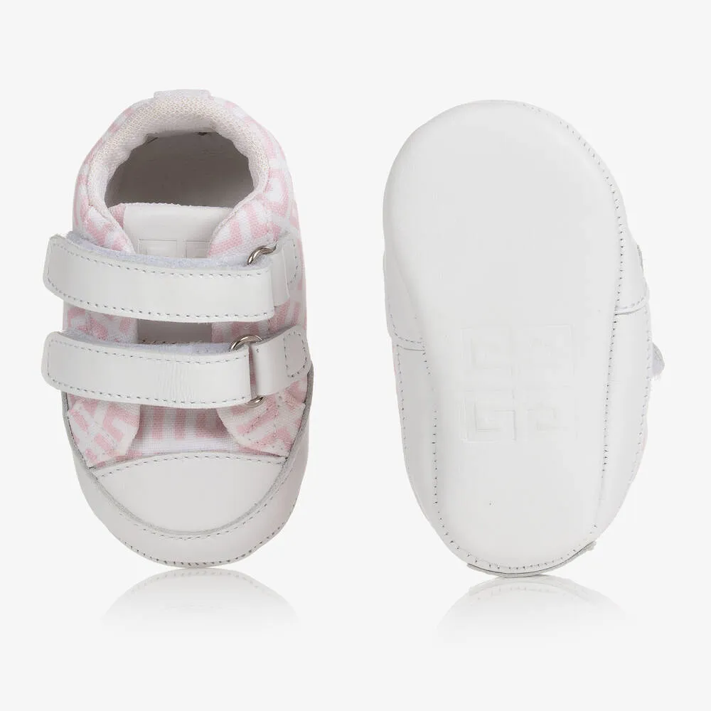 Pink 4G Canvas & Leather Baby Trainers