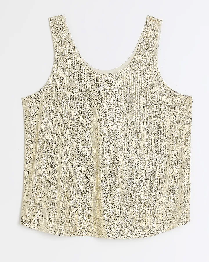 Plus gold sequin tank top