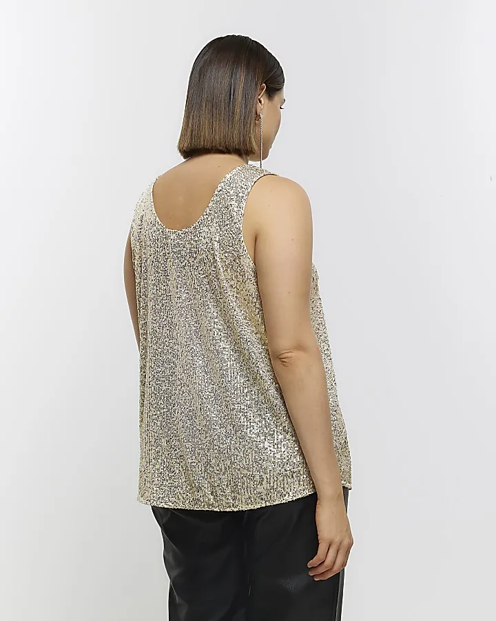 Plus gold sequin tank top