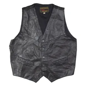 POINTERS INTERNATIONAL Mens Waistcoat Black Leather Faux Leather XL