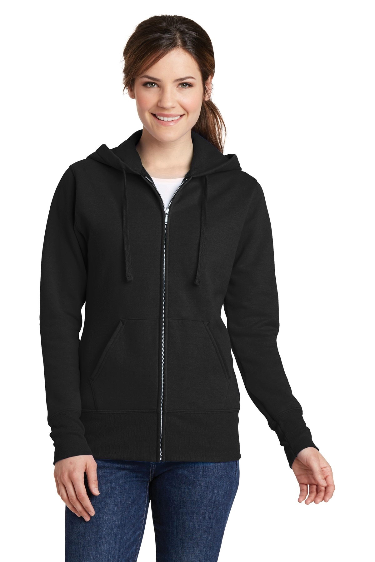 Port & Company LPC78ZH Ladies Core Fleece Full-Zip Hooded Sweatshirt SKU: LPC78ZH