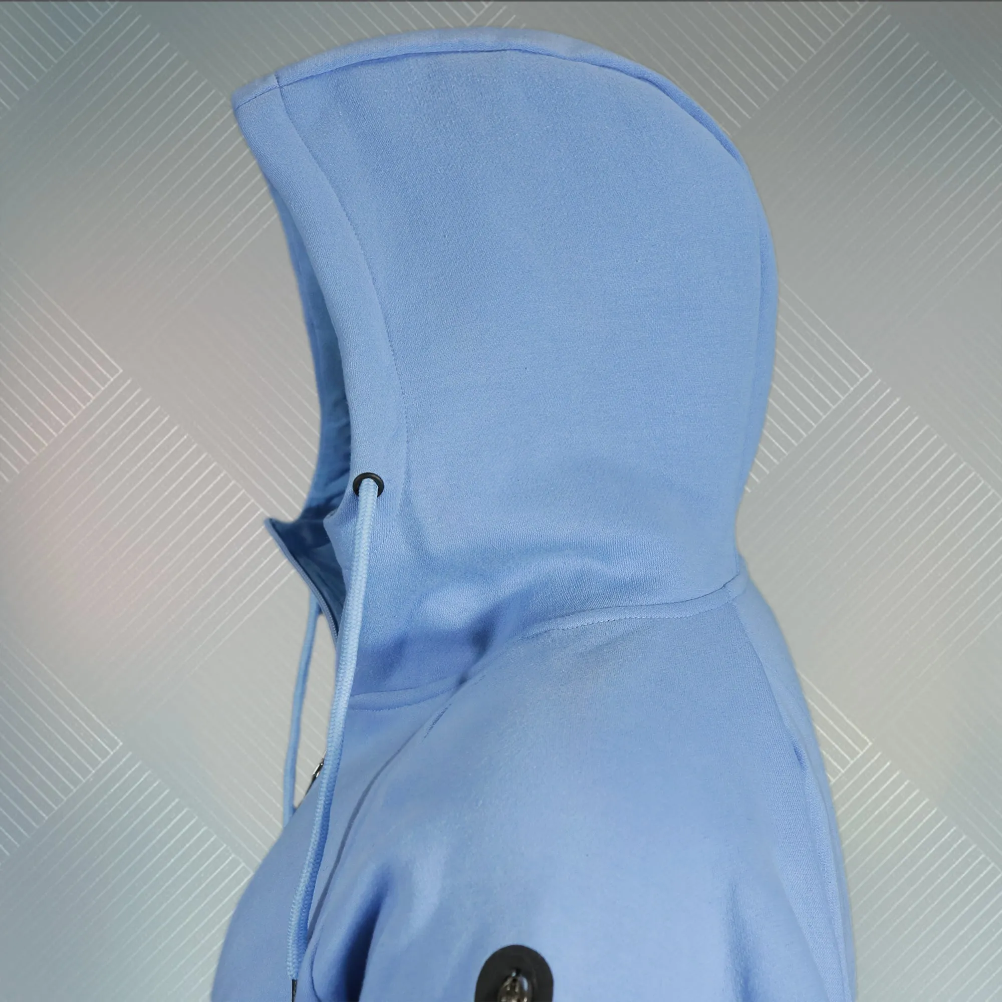 Powder Blue Unbasic Fleece Stash Pocket Sunset Park Tapered Zipper Hoodie | Fleece Light Blue Hoodie