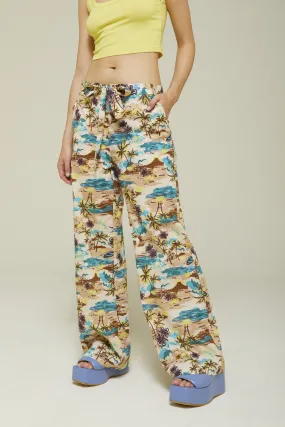 Printed cotton trousers