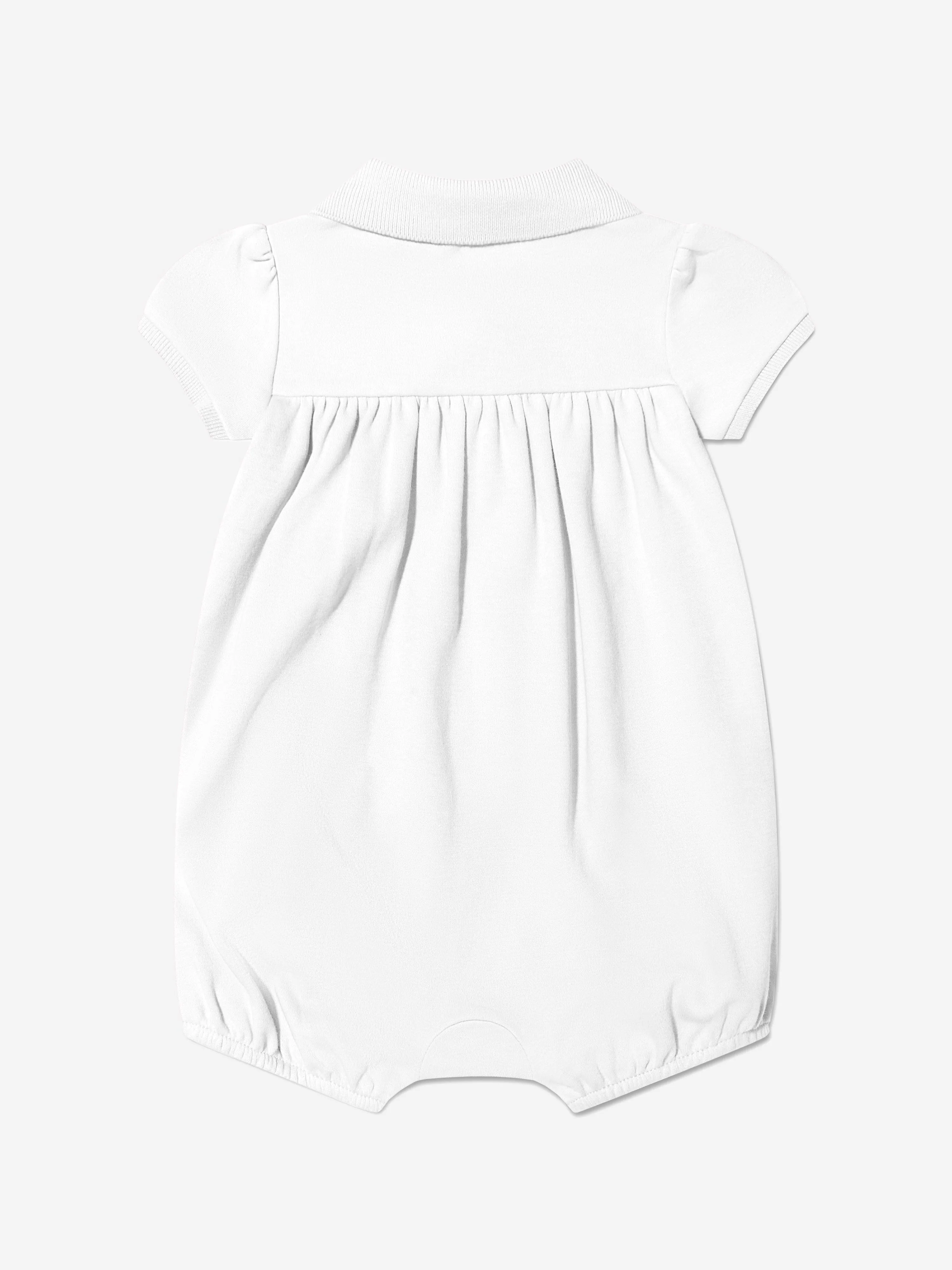 Ralph Lauren Baby Girls Polo Bubble Romper in White