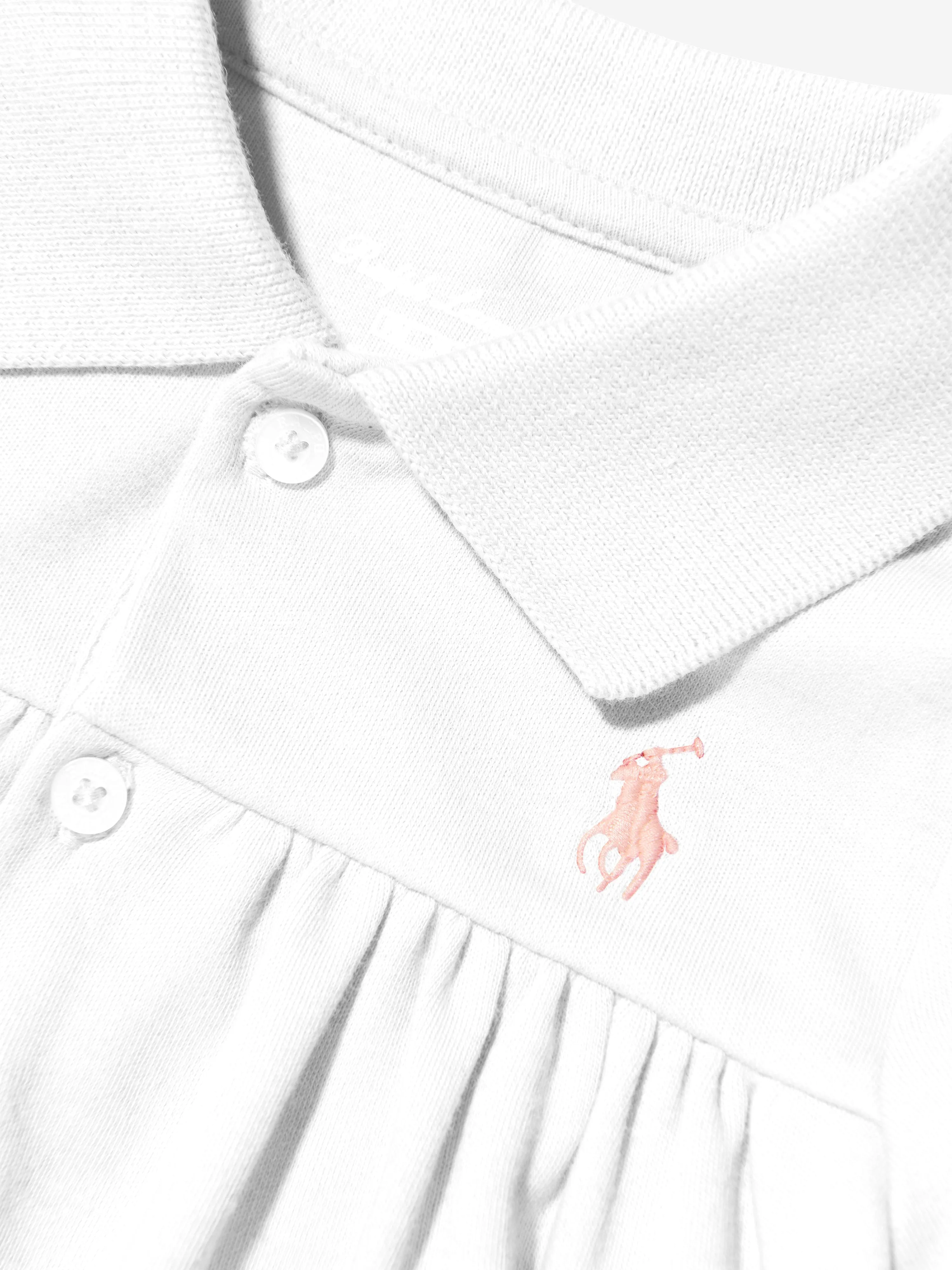 Ralph Lauren Baby Girls Polo Bubble Romper in White