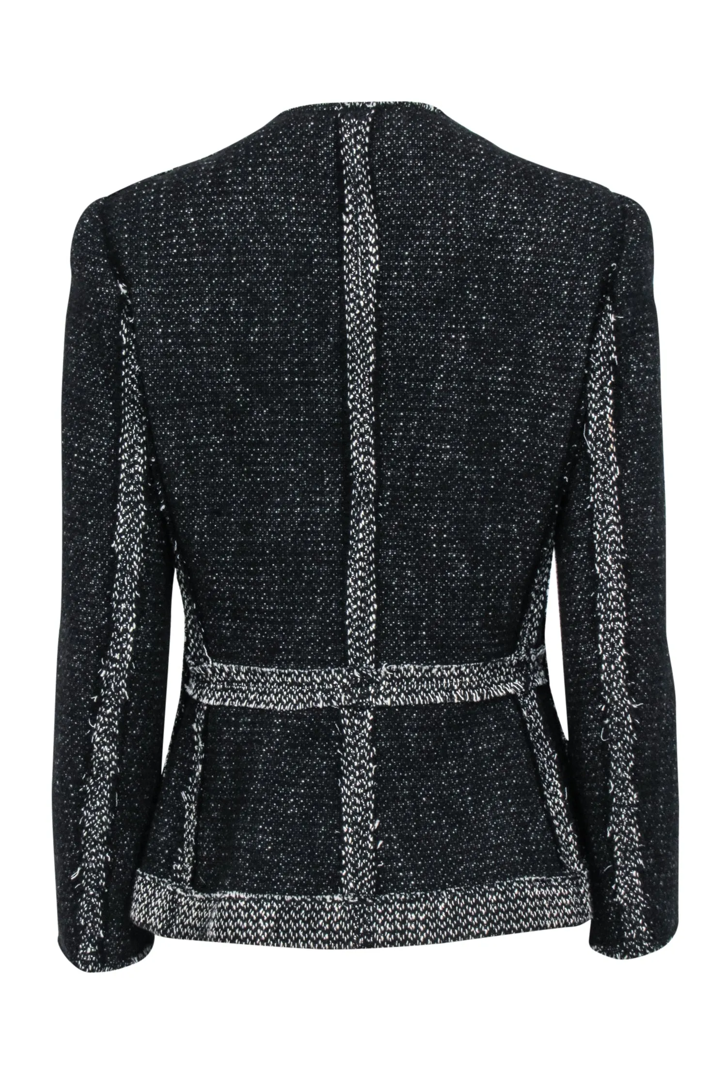 Rebecca Taylor - Black & Ivory Tweed Moto Zip Jacket Sz 8