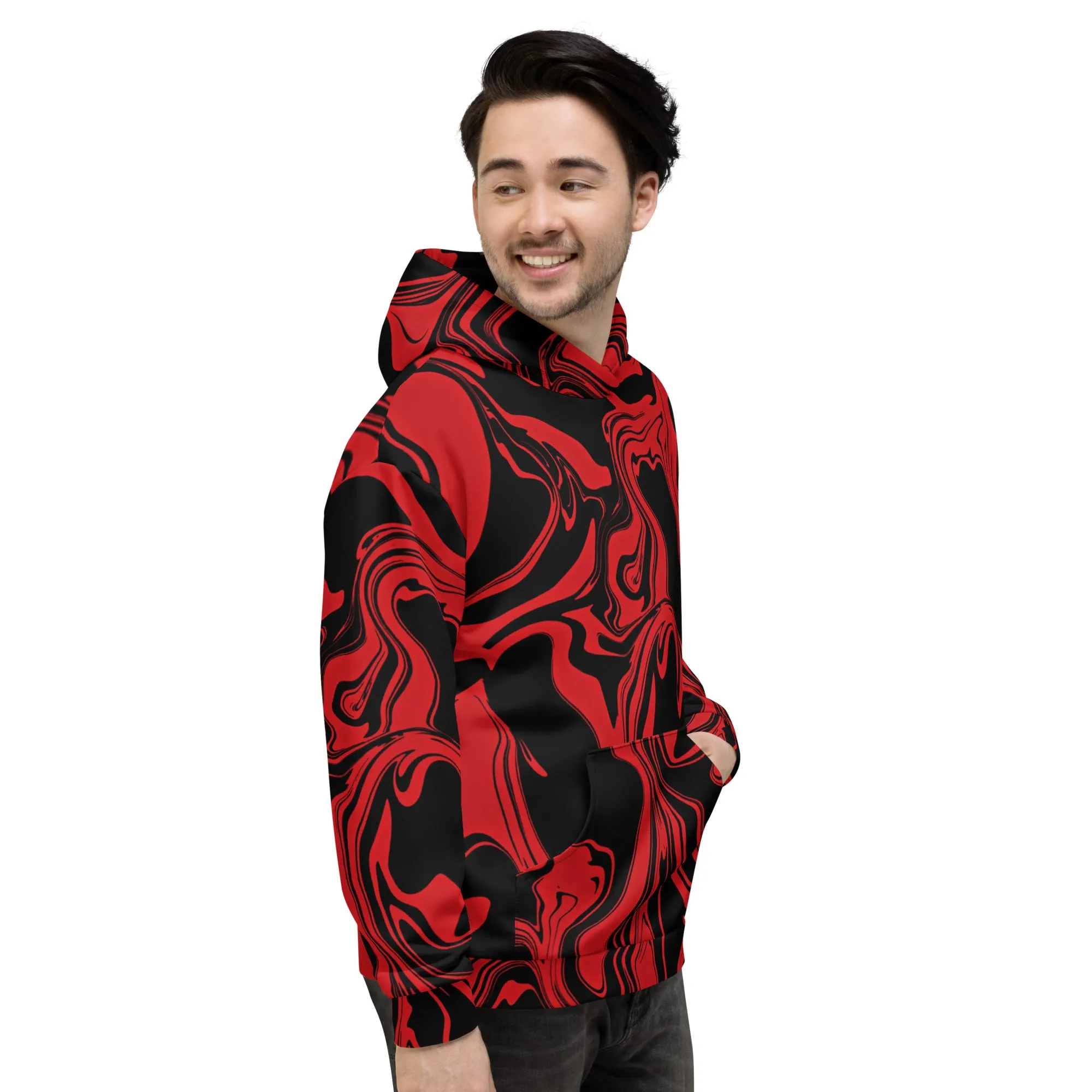 Red and Black Slime Oil Spill Pullover Hoodie