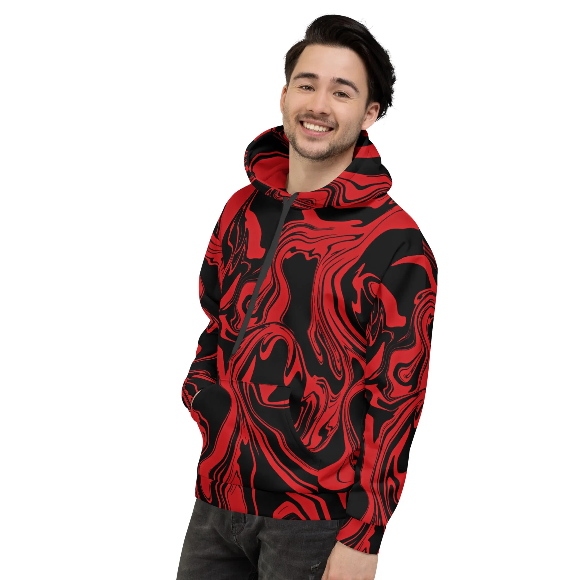 Red and Black Slime Oil Spill Pullover Hoodie