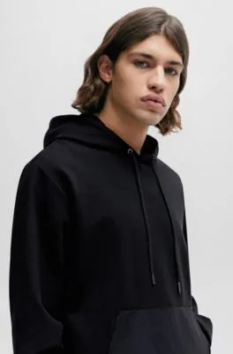 Relaxed-fit hoodie in stretch cotton with contrast pocket