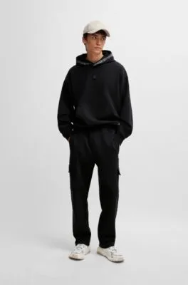 Relaxed-fit stretch-cotton hoodie with chain-detail tape