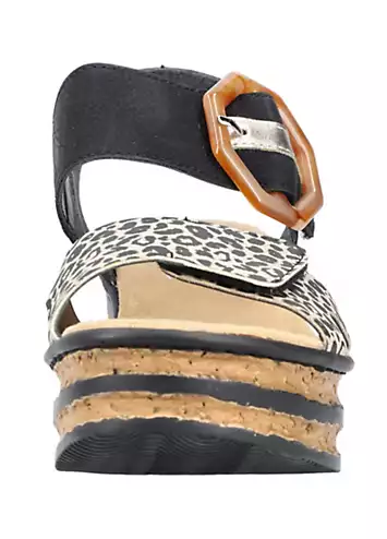 Rieker 68176 Ladies Black Hook & Loop Sandals | Kaleidoscope