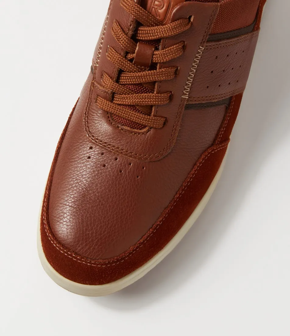 ROCKPORT Bronson Ubal Tan Leather Sneakers